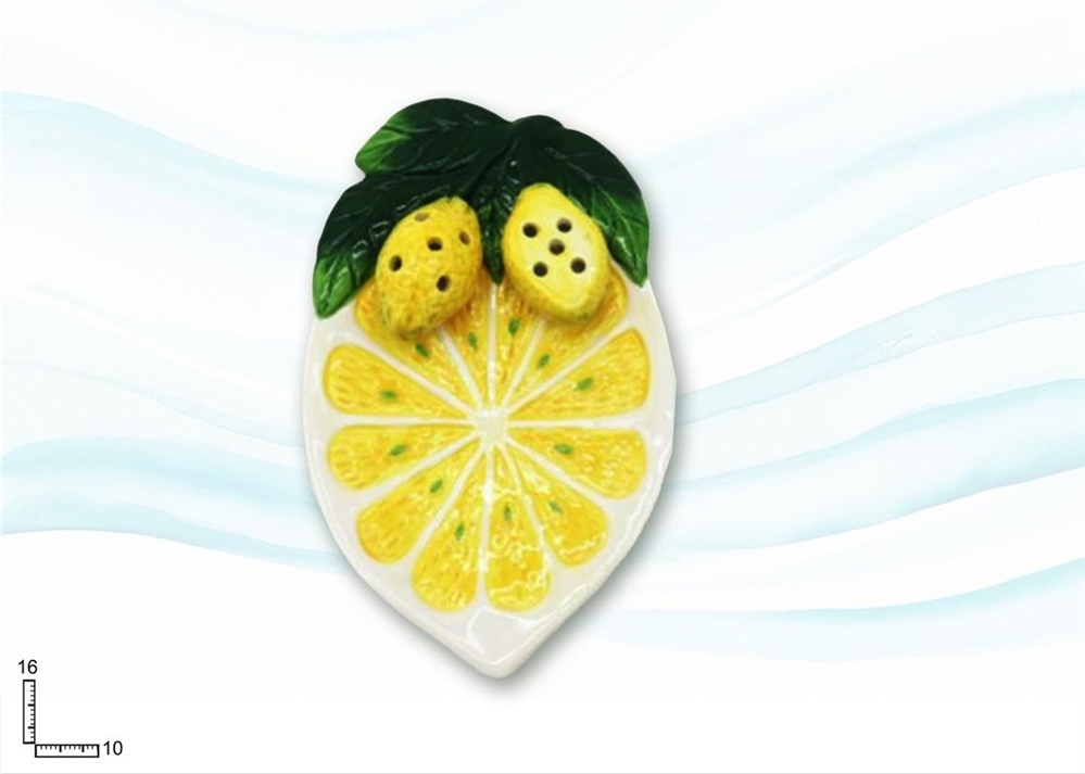 PIATTO CERAMICA GIALLA F.LIMONE CON P/STECCHINI