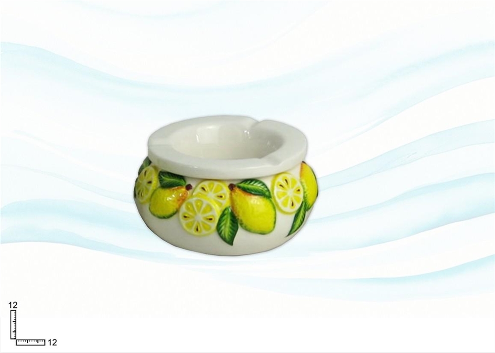 POSACENERE CERAMICA BIANCA CON RILIEVO LIMONE