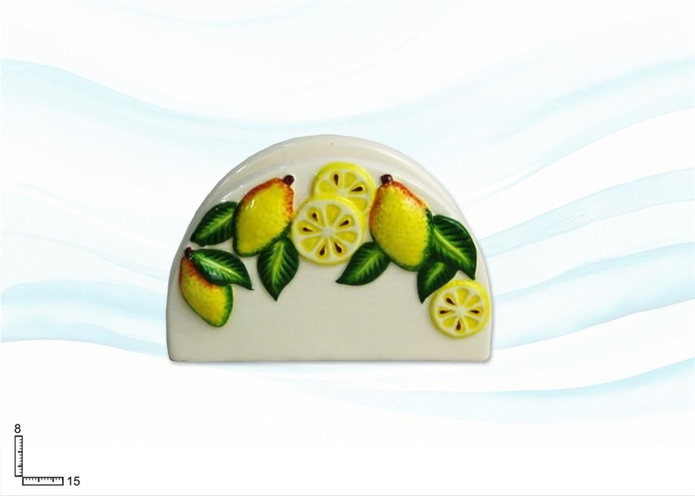 PORTA TOVAGLIOLI CERAMICA BIANCA CON RILIEVO LIMONE
