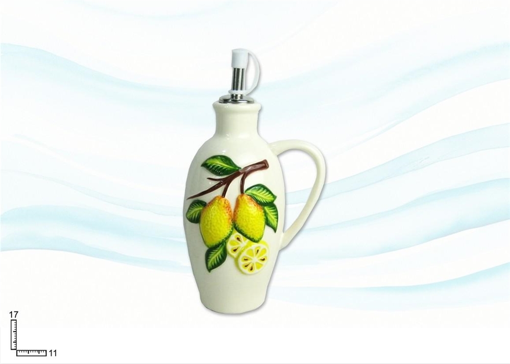 OLIERA CERAMICA BIANCA CON R.LIMONE 10.5X7X16.5