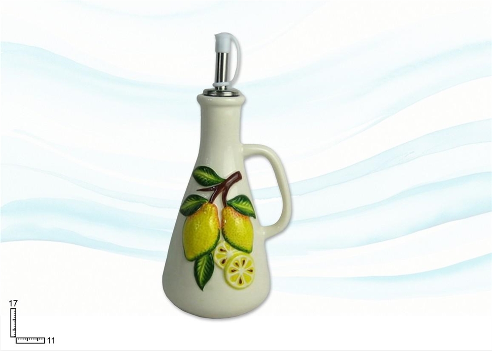OLIERA CERAMICA BIANCA CON R.LIMONE 10.5X8.5X16.8
