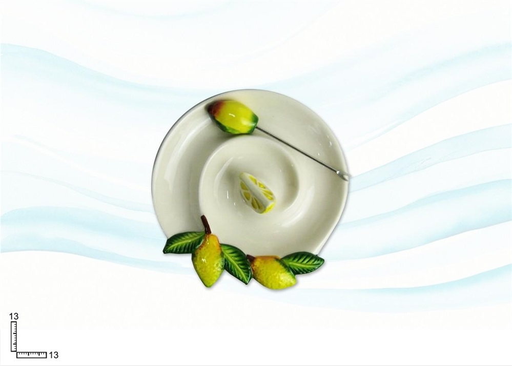 PIATTO SPIRALE CERAMICA BIANCA CON R.LIMONE