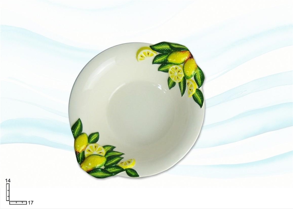 PIATTO CERAMICA BIANCA CON R.LIMONE 16.9*13.9*5
