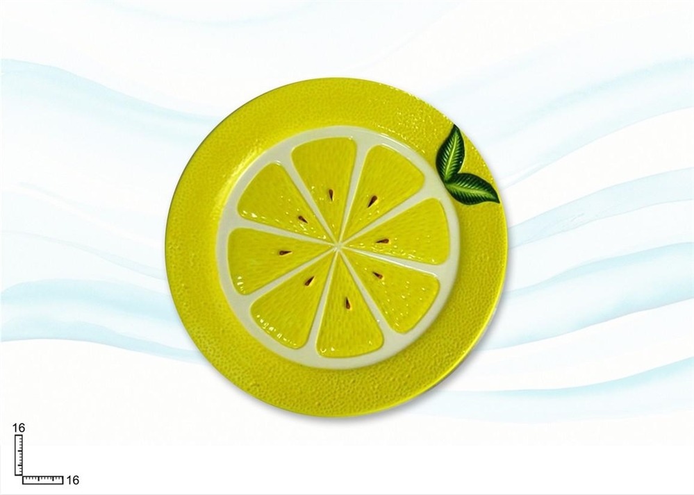 PIATTO CERAMICA CON R.LIMONE 15.5*15.5*2.3