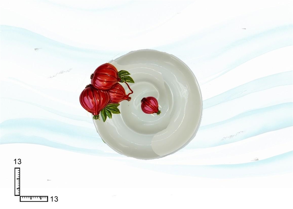 PIATTO SPIRALE CERAMICA BIANCA CON R.CIPOLLA
