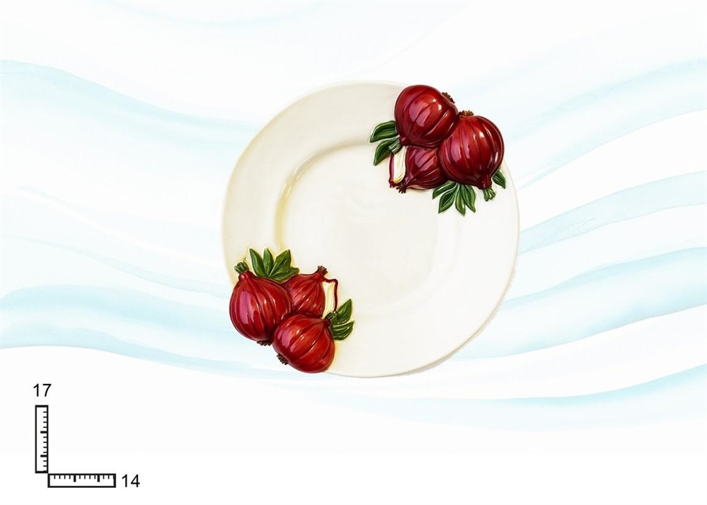 PIATTO CERAMICA BIANCA CON R.CIPOLLA 16.9*13.9*5