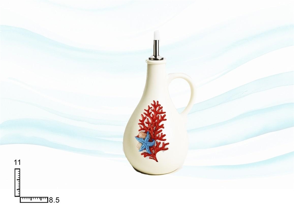 OLIERA CERAMICA BIANCA CON R.CORALLO 11X8.5X20.8
