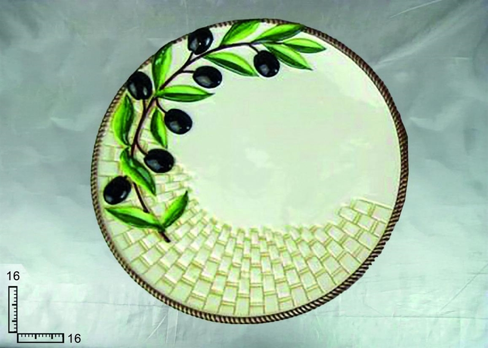 PIATTO CERAMICA CON R.OLIVE 15.5*15.5*2.3
