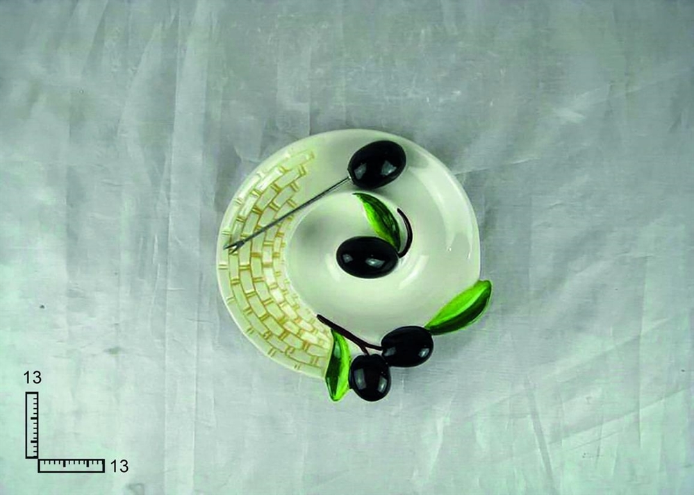PIATTO SPIRALE CERAMICA BIANCA CON R.OLIVE