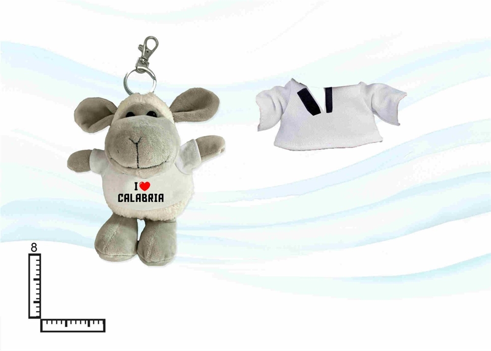 PORTACHIAVI PELUCHE PECORA C/T-SHIRT PERSONALIZZABILE