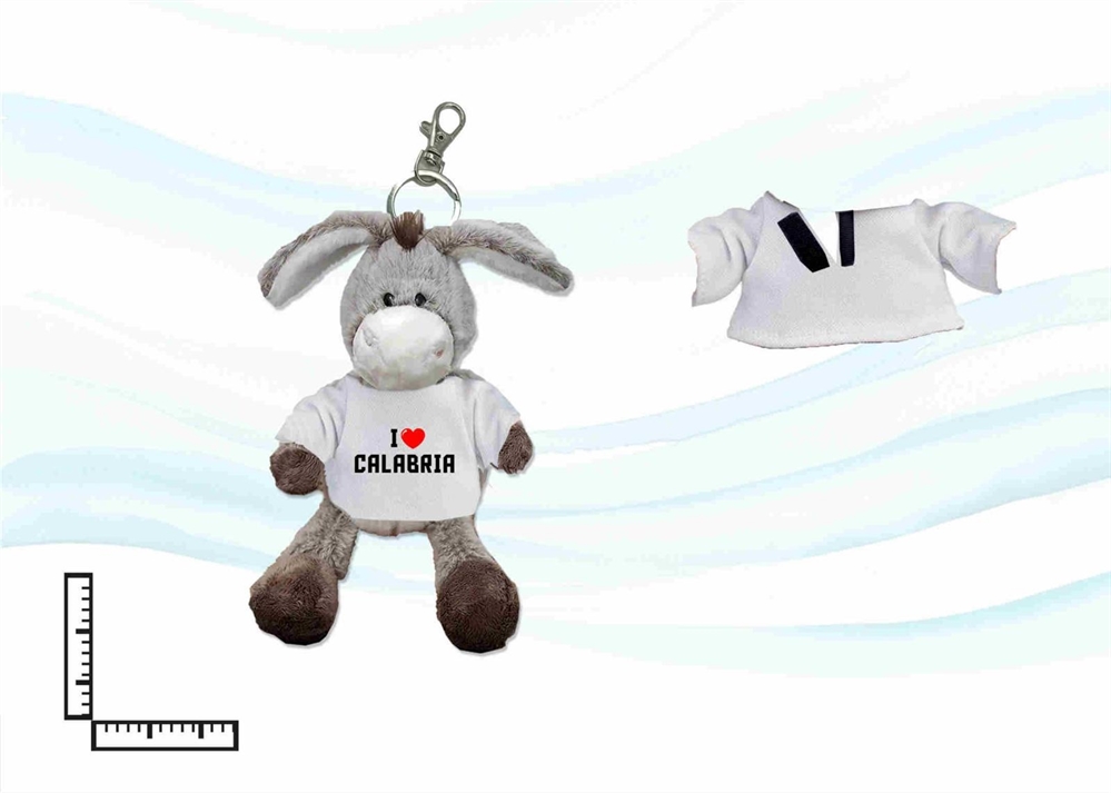 PORTACHIAVI PELUCHE ASINELLO C/T-SHIRT PERSONALIZZABILE