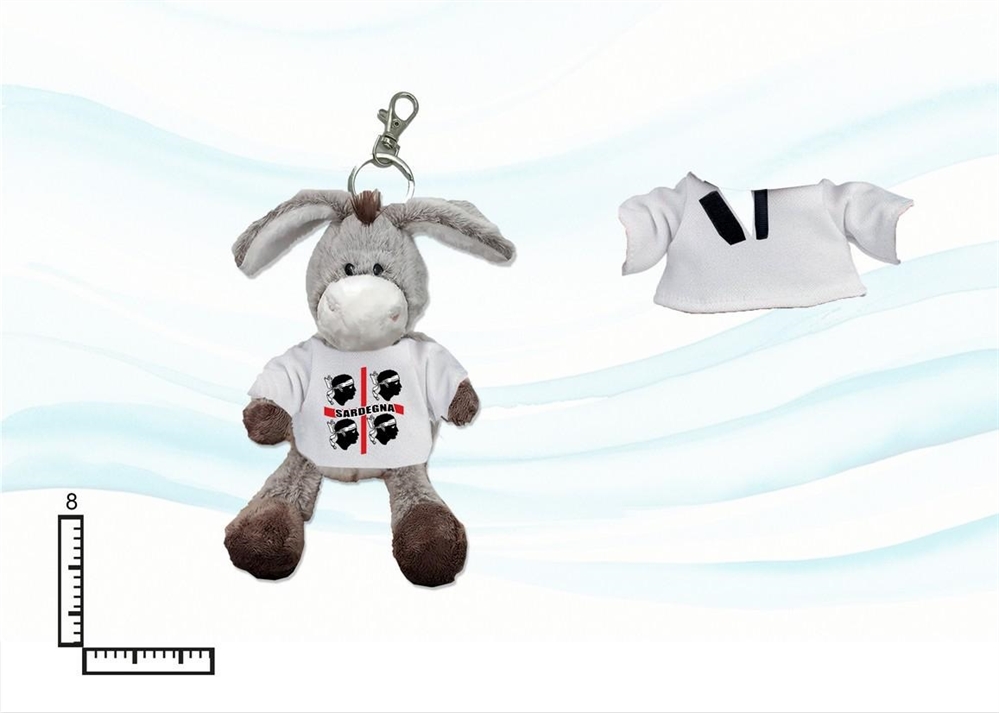 PORTACHIAVI PELUCHE ASINELLO C/T-SHIRT SARDEGNA