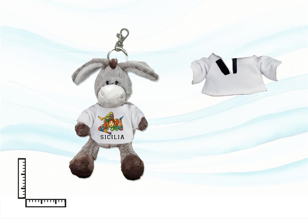 PORTACHIAVI PELUCHE ASINELLO C/T-SHIRT SICILIA