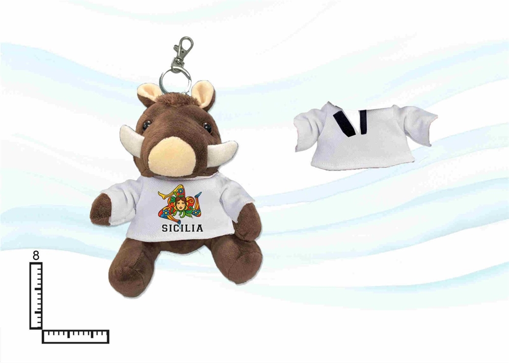PORTACHIAVI PELUCHE CINGHIALE C/T-SHIRT PERSONALIZZABILE
