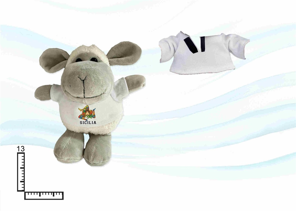 PELUCHE PECORA MD C/T-SHIRT PERSONALIZZABILE