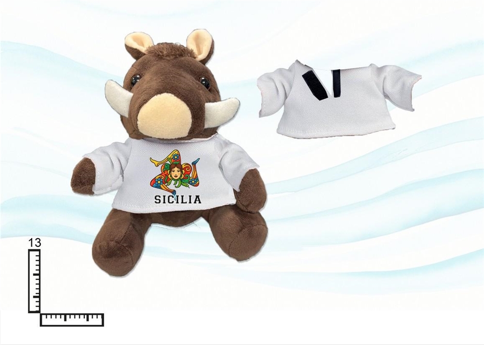 PELUCHE CINGHIALE MD C/T-SHIRT PERSONALIZZABILE