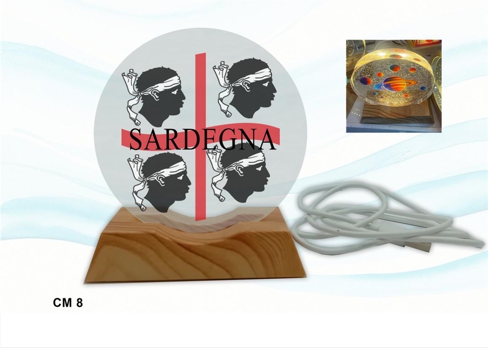 LAMPADA VETRO BASE EFF.LEGNO CM8 PERSONALIZZABILE