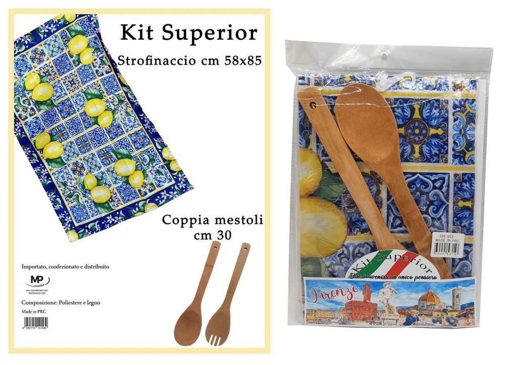 KIT STROFINACCIO/COPPIA MESTOLI LEGNO
