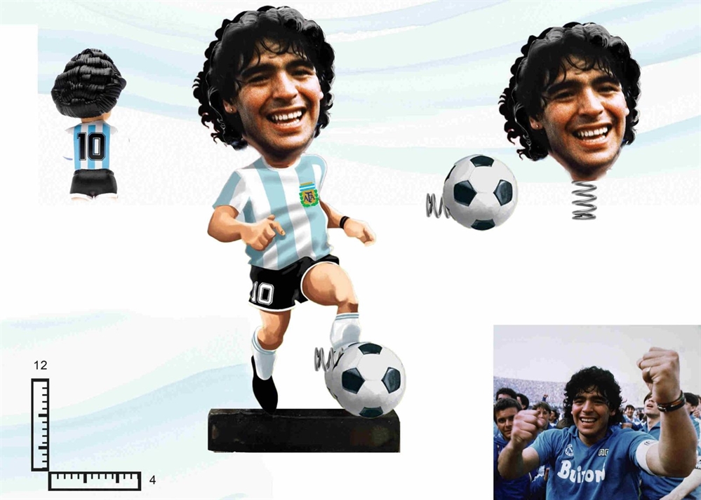 STATUA RESINA GONGOLO CM12 PERS.CALCIATORE ARG