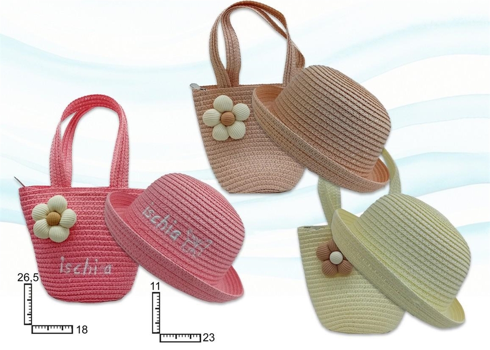 BORSA E CAPPELLO PAGLIA BIMBA S/3 PERSONALIZZABILE