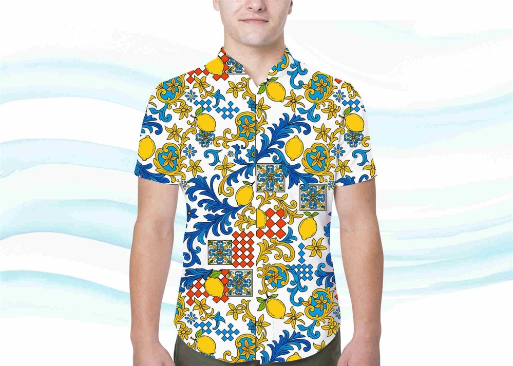 CAMICIA UOMO POLIESTERE BIANCA LIMONI TG.ASS.