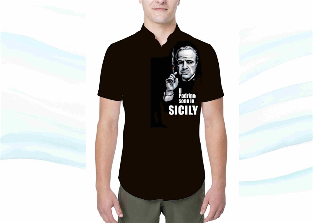 CAMICIA UOMO POLIESTERE NERA SICILIA PADRINO TG.ASS.