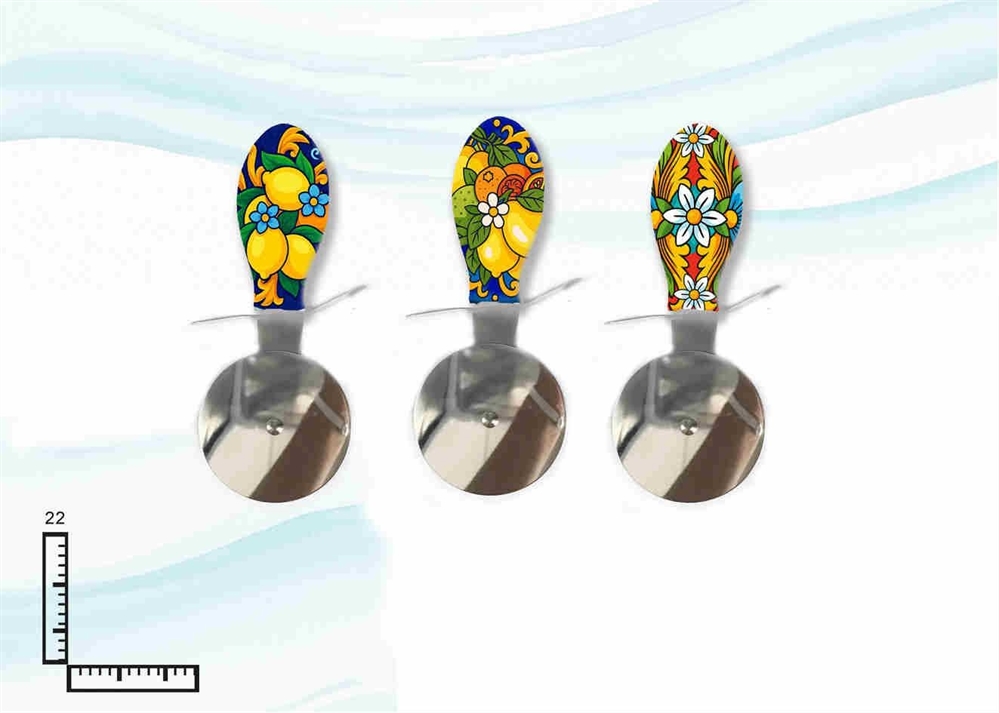 TAGLIAPIZZA METALLO CERAMICA C/RILIEVO PERSONALIZZABILE