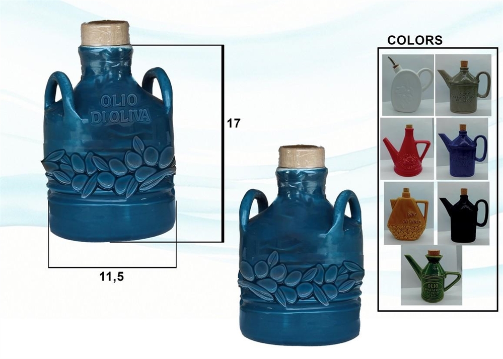 OLIERA CERAMICA CILINDRO BLU
