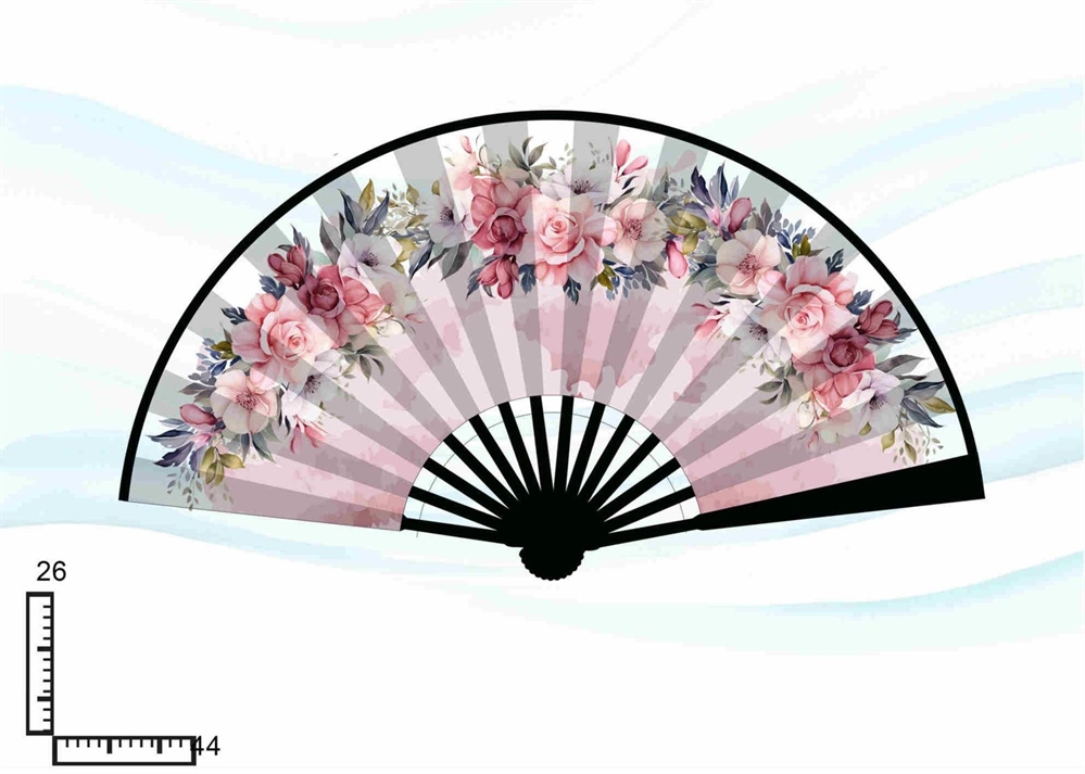 VENTAGLIO PLASTICA DOPPIA STAMPA ROSE