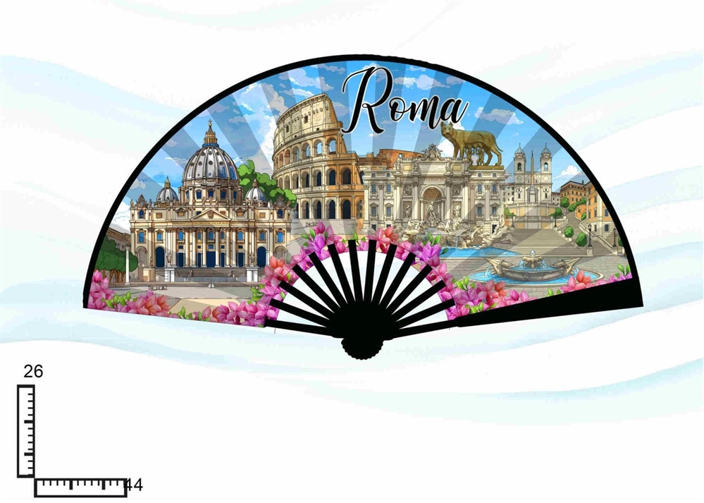 VENTAGLIO PLASTICA DOPPIA STAMPA ROMA