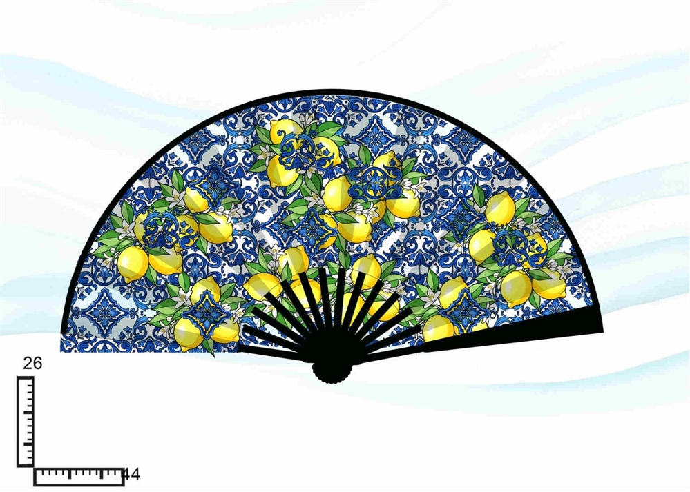 VENTAGLIO PLASTICA DOPPIA STAMPA ROSONI/LIMONI
