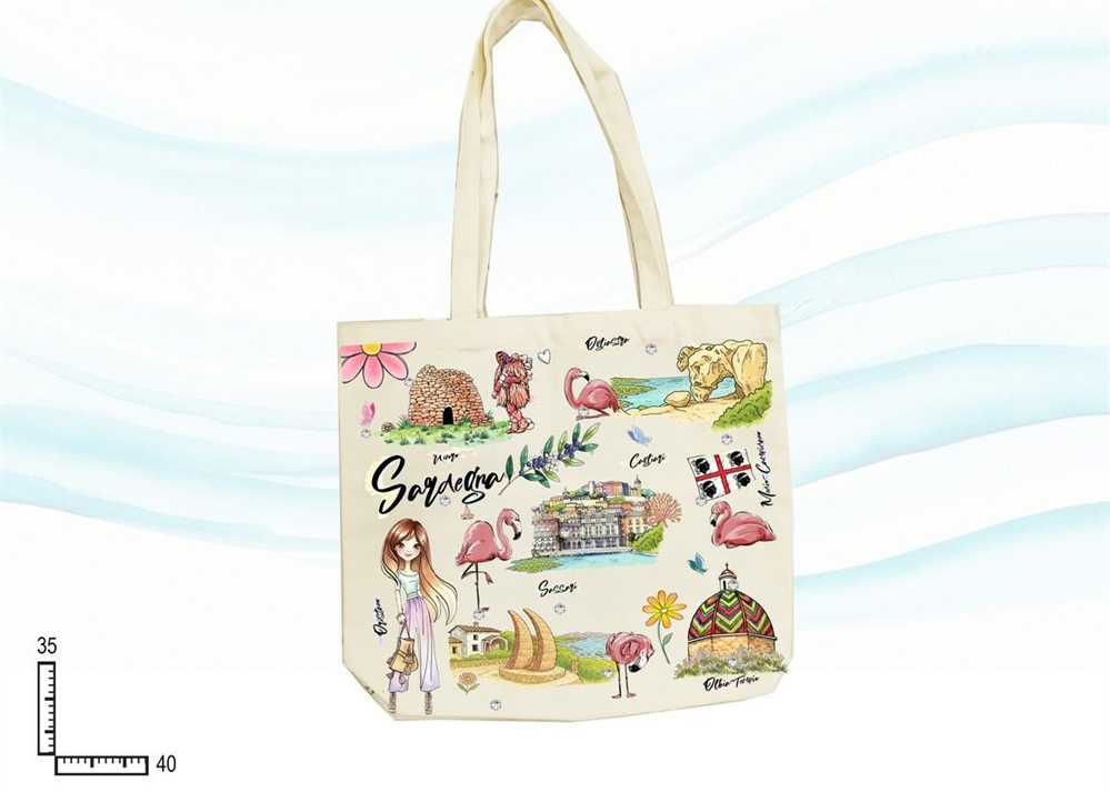 SHOPPER COTONE NATURALE C/STRASS SARDEGNA GROUPAGE