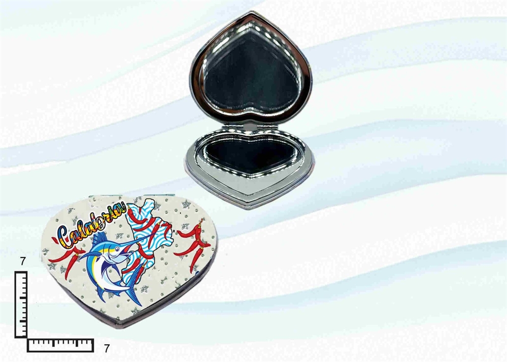 SPECCHIO PIATTO CUORE C/STRASS CALABRIA