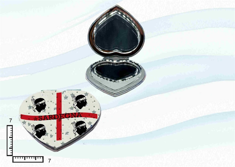 SPECCHIO PIATTO CUORE C/STRASS SARDEGNA