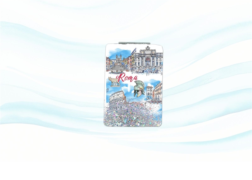 SPECCHIO RETTANGOLARE C/GLITTER ROMA