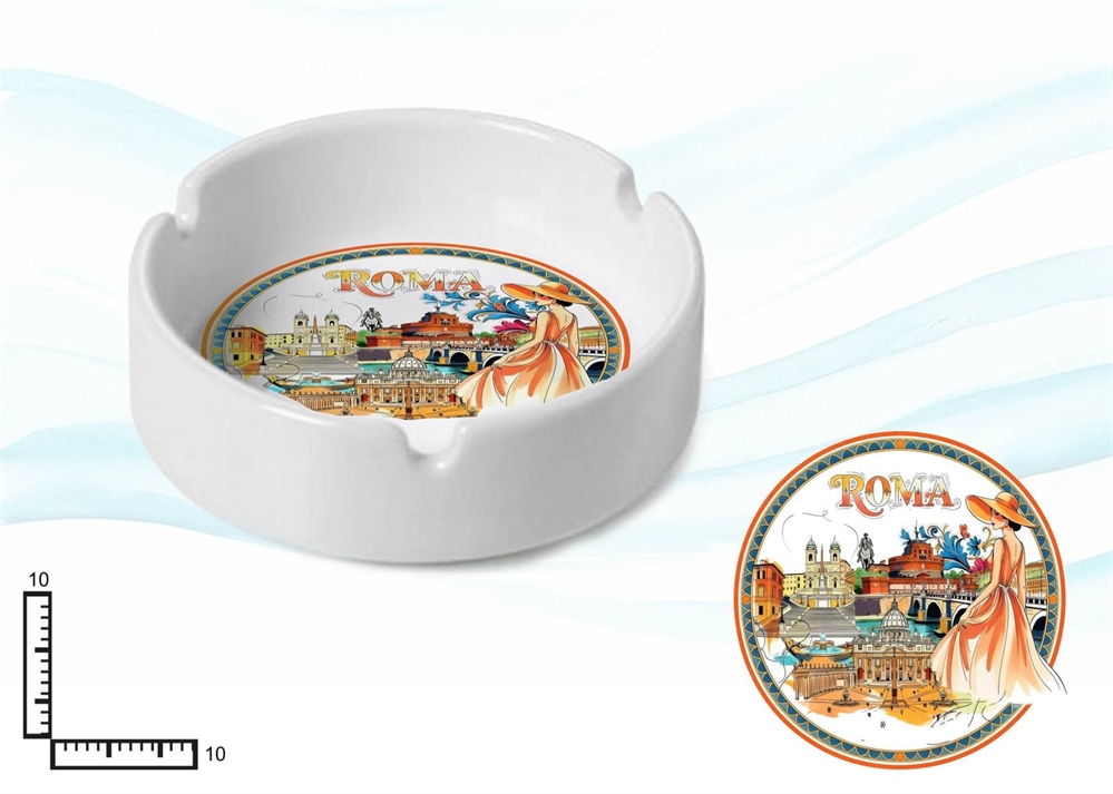 POSACENERE CERAMICA TONDO BIANCO CM10 ROMA