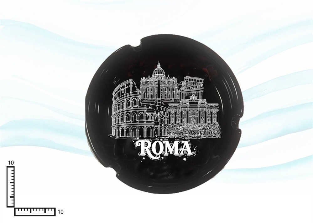 POSACENERE CERAMICA TONDO NERO CM10 ROMA