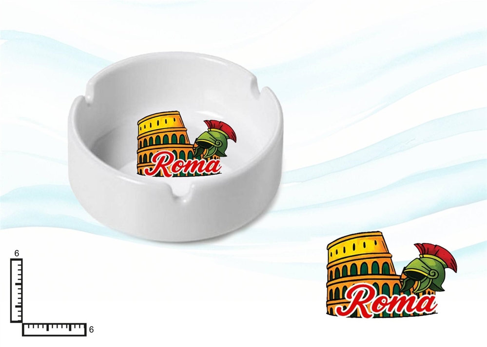 POSACENERE CERAMICA TONDO BIANCO CM6 ROMA