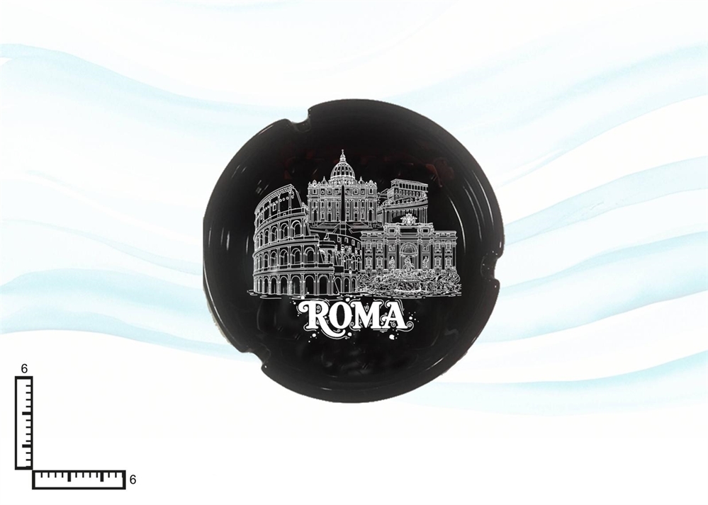 POSACENERE CERAMICA TONDO CM6 NERO ROMA