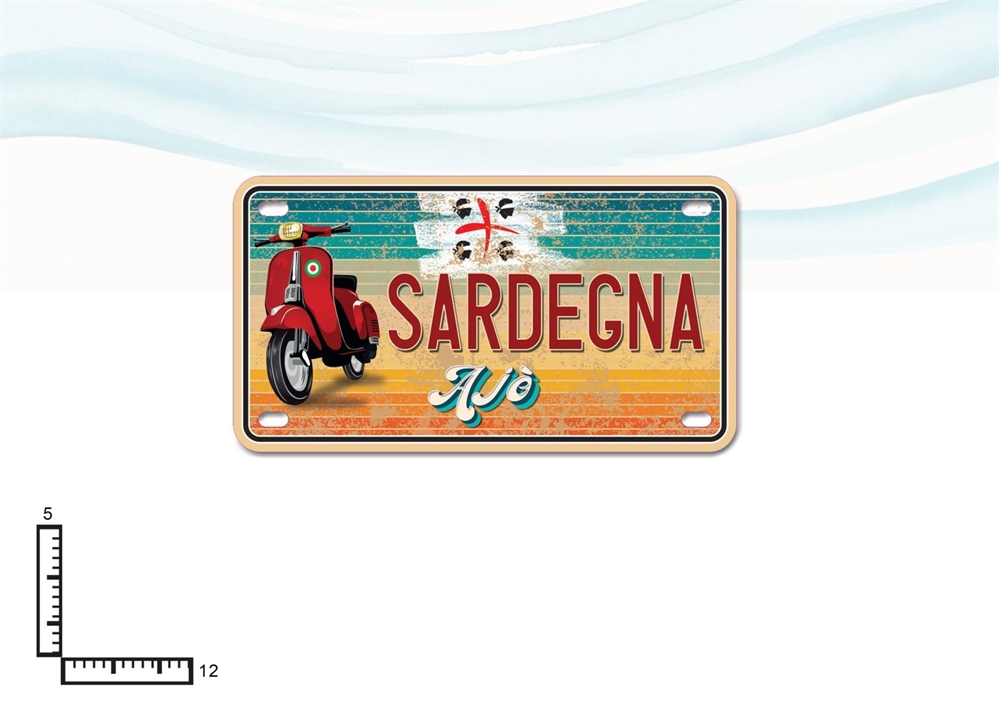MAGNETE TARGA METALLO 10X5.5CM RIL.SARDEGNA AJO