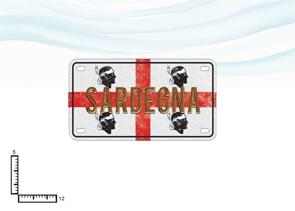 MAGNETE TARGA METALLO 10X5.5CM RIL.SARDEGNA 4MORI