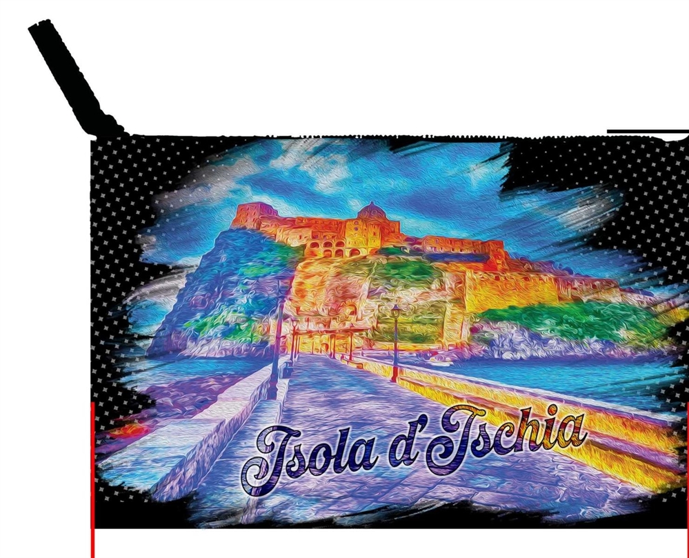 POCHETTE CANVAS NERA CASTELLO TRAMONTO