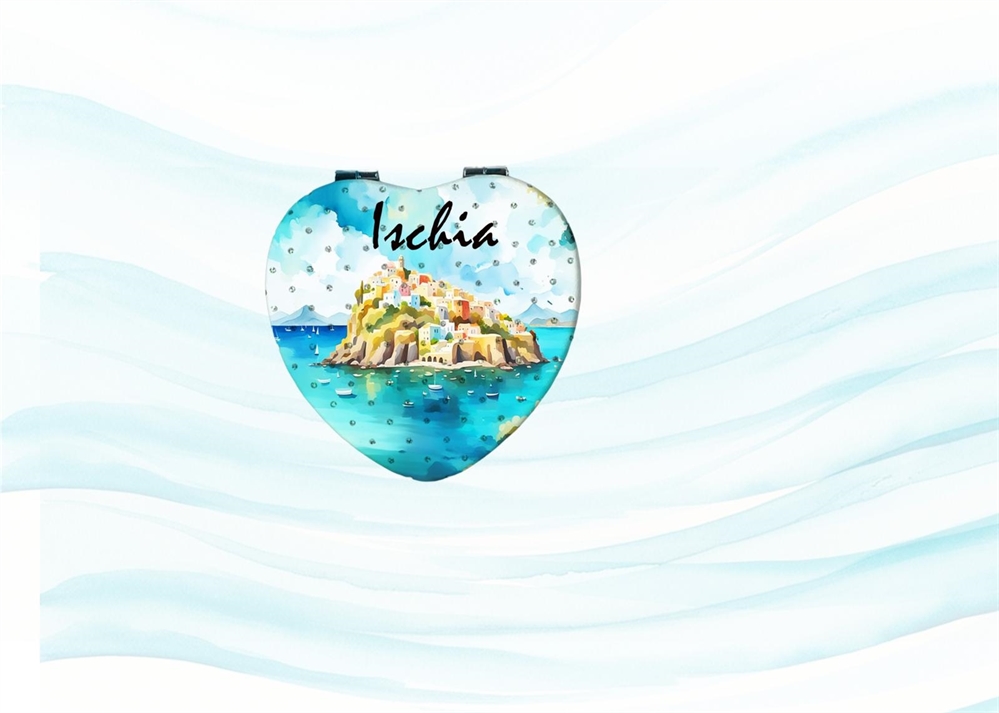 SPECCHIO PIATTO CUORE C/STRASS ISCHIA