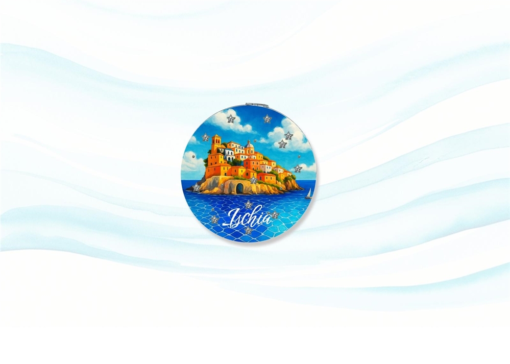 SPECCHIO PIATTO TONDO C/STRASS ISCHIA