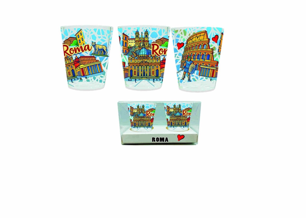 COPPIA BICCHIERINI VETRO TRASP.C/FIL.ROMA