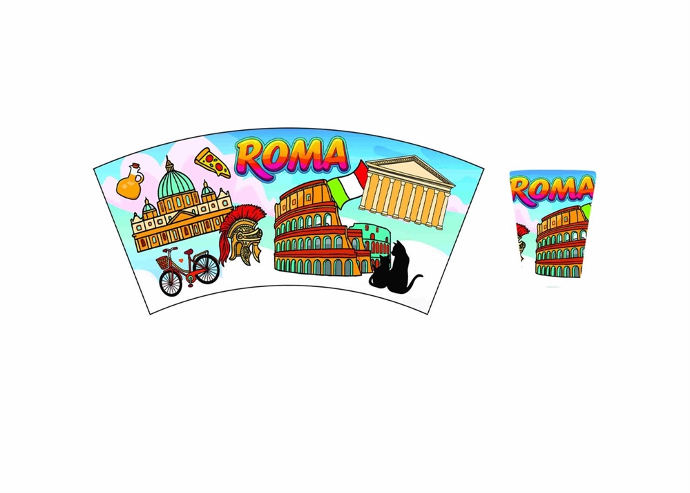 BICCHIERE VETRO EFF.METALLO ROMA