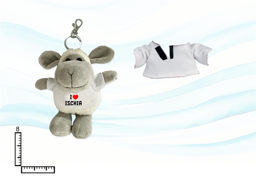 PORTACHIAVI PELUCHE PECORA C/T-SHIRT ISCHIA