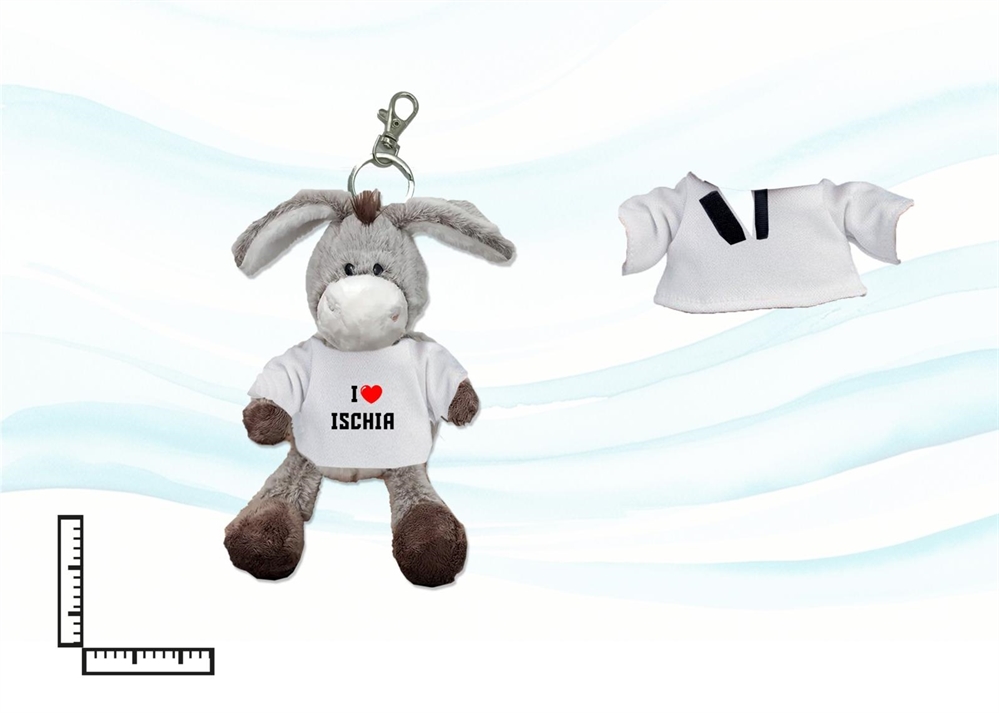 PORTACHIAVI PELUCHE ASINELLO C/T-SHIRT ISCHIA