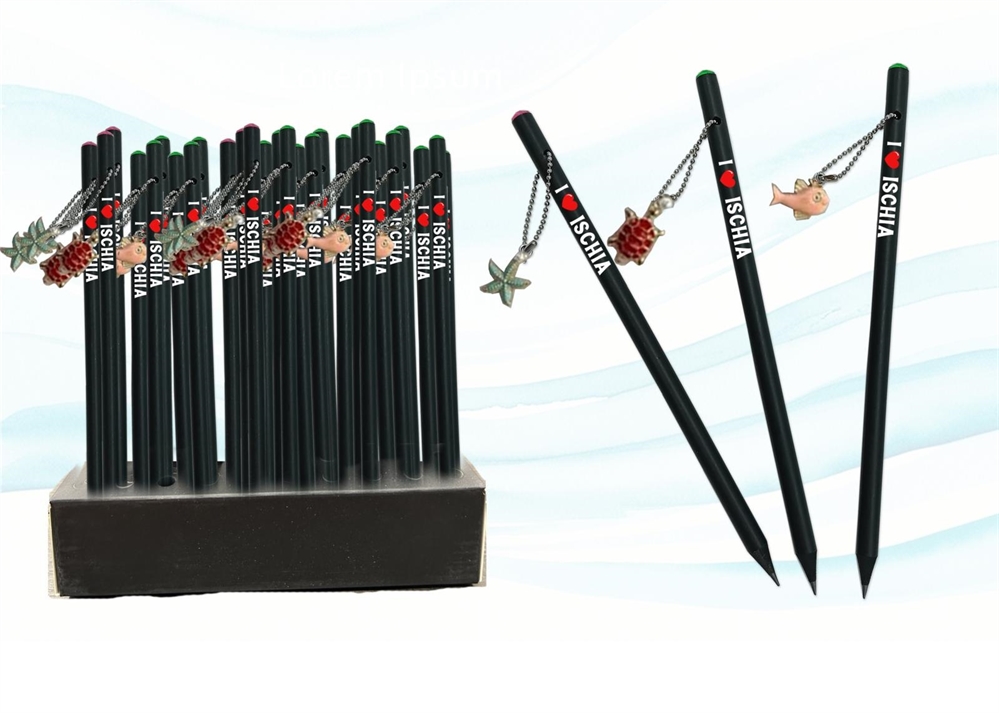 MATITA NERA C/STRASS E PENDENTE CASTELLO ISCHIA