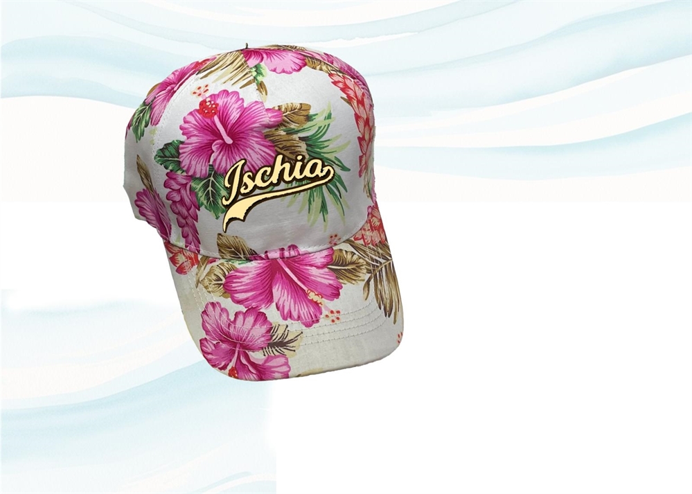 CAPPELLO STAMPATO IBISCUS C/RICAMO ISCHIA